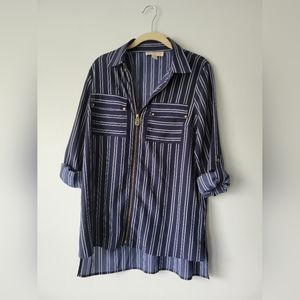 Michael Kors navy striped blouse M
